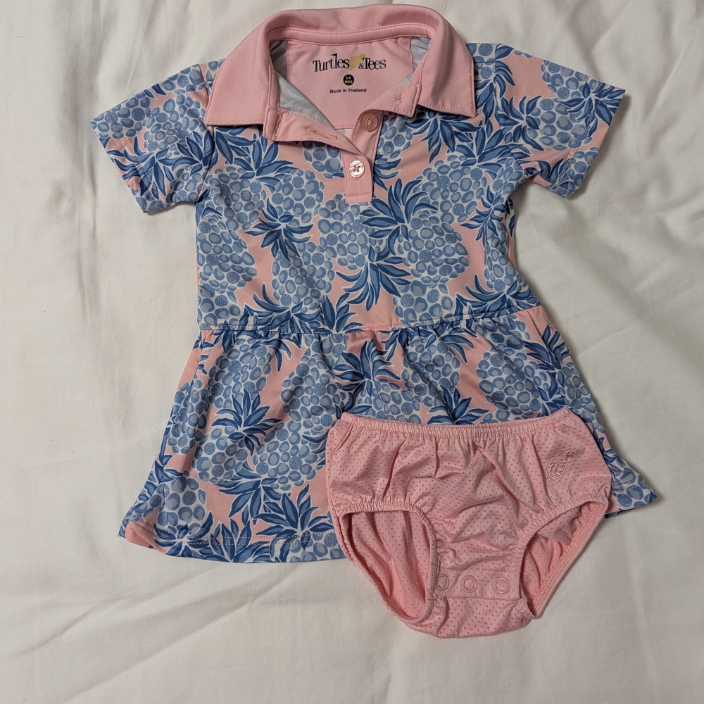 Turtles & Tees Pineapple Print Baby Golf/Tennis Dress